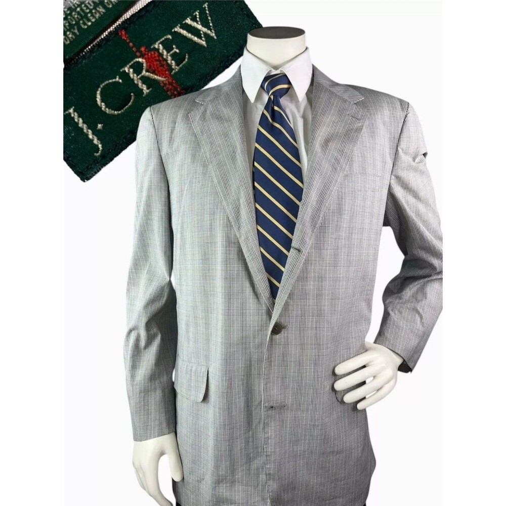 Vtg J Crew Oarsman Blazer Mens 39R Cotton Glen Plaid Jacket Sport Coat USA Made